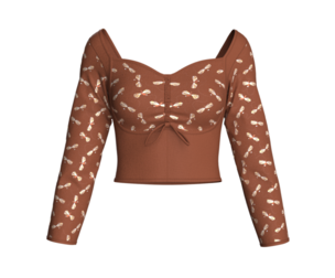 Girls Printed Cute Criss Cross Top V3 | Marvelous / Clo3d / obj / fbx