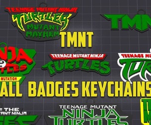 TMNT Keychains – All Logo Badges (1984–2023) | Printable v2