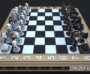 Chess Pharaohs game ready 3d model