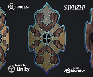 Fantasy Shield 4 stylized game ready 3d model