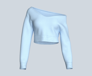 Girls Long Neck Crop Top | Marvelous / Clo3d / obj / fbx