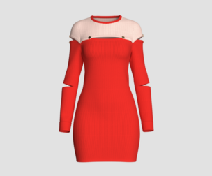 Girls Red Cut-Out Midi Sweater Dress | Marvelous / Clo3d / obj / fbx