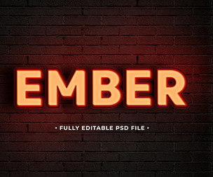 Ember  PSD Fully Editable Text Effect. Layer Style PSD Mockup Template