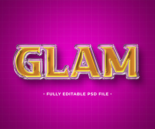 Glam  PSD Fully Editable Text Effect. Layer Style PSD Mockup Template