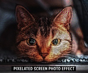 Pixelated Screen Photo Effect PSD Template