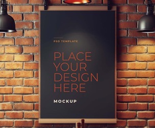 Cafe Interior Chalkboard Mockup PSD Template - Urban Industrial Wall Poster