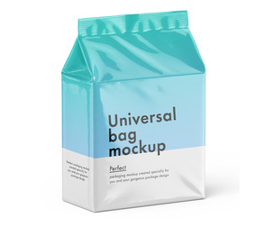Glossy Universal Bag Mockup PSD Template - Modern Stand-Up Pouch Packaging