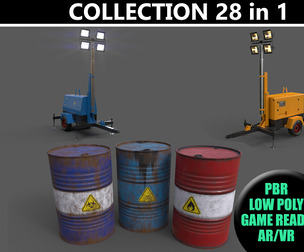 PBR Mobile Light Tower Generator and Oil Drum Collection