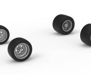 Wheel Set of Pavement Silver Crown Car Scale 1:25