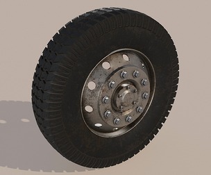 The truck wheel is old