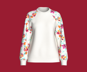 Girls Flower Print Raglan Sleeve Sweatshirt | Marvelous / Clo3d / obj / fbx