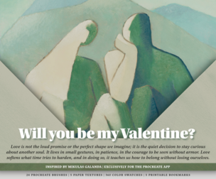 The Valentine's Day (2026) Procreate Kit (Procreate Brushes, Paper Textures & Color Palettes)