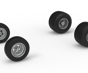 Wheel Set of Dirt Silver Crown Car Scale 1:25