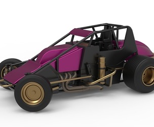 Dirt Silver Crown Car while turning Scale 1:25