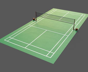 PBR Badminton Court Floor and Net