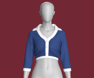 Girls Fashion Crop Shirt | Marvelous / Clo3d / obj / fbx