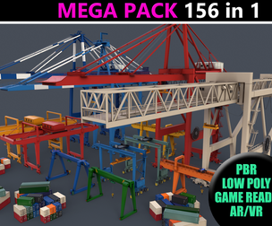 PBR Gantry Cranes and Cargo Containers - Mega Pack