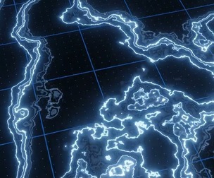 Sci-Fi Holographic Topographic Grid Map