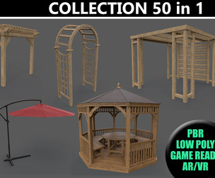 PBR Wooden Pergola Gazebo - Collection