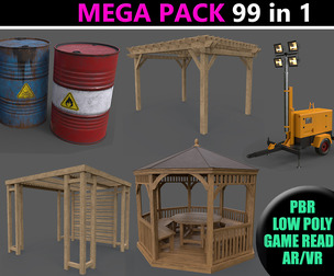 PBR Street Park Pergola Gazebo - Mega Pack