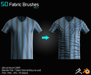 50 Fabric Brushes - Blender & ZBrush - Vol.07