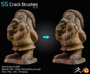 55 Crack Brushes - Blender & ZBrush - Vol.08