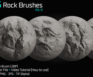55 Rock Brushes - Blender & ZBrush - Vol. 9