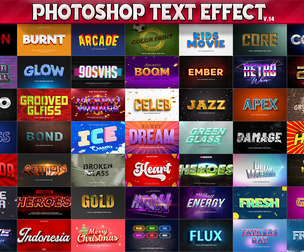 100 Photoshop Text Effects, 3D Fully Editable PSD Templates, Retro, Neon, Gold, Glass, Action