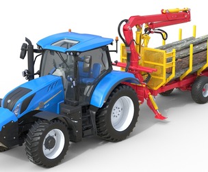 Tractor with Timber Forestry Trailer