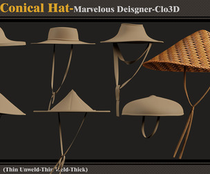 6 Asian Conical Hat-MD-Clo3D-ZPRJ-FBX-OBJ