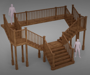Modular Wooden Staircase Kit - Low-poly Game-Ready Asset Pack