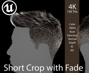 Real-Time Short Crop with Fade Hair (Game-Ready Hair)
