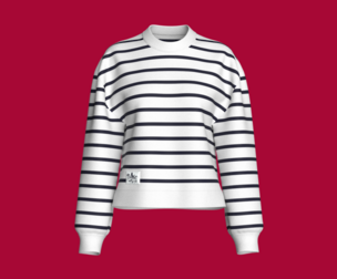 Girls Shoulder Drop Striped Sweatshirt With Patch | Marvelous / Clo3d / obj / fbx