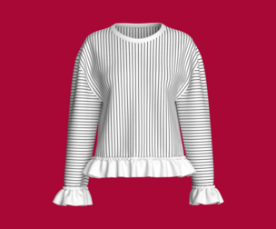 Girls Shoulder Drop Striped Ruffle Tops | Marvelous / Clo3d / obj / fbx
