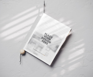 Minimalist Hanging Magazine Mockup PSD Template - Modern Wall Catalog