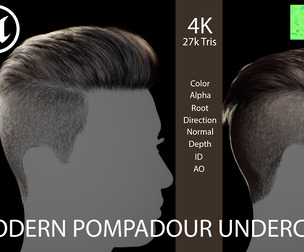 Modern Pompadour Undercut - Game-Ready Real-Time Hair
