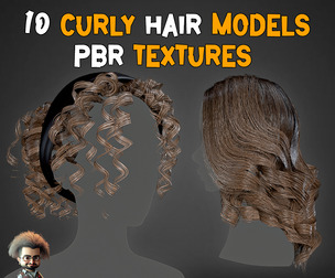 10 Curly Hair Model + PBR Texture - Vol 07