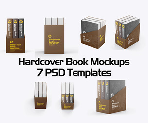 7 Hardcover Book Mockup PSD Templates - Professional Standing