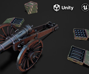 Cannon with boxes