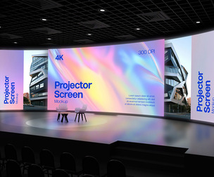 Ultra Wide Curve Screen Mockup PSD Template - Cinematic Stage Event View