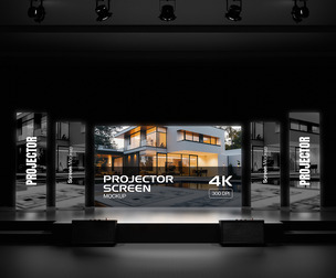 Ultra Wide Curve Screen Mockup PSD Template - Cinematic Stage Multi-Display