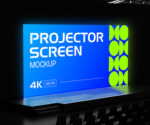 Ultra Wide Screen Mockup PSD Template - Cinematic Stage Perspective View