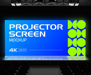 Ultra Wide Screen Mockup PSD Template - Cinematic Stage Front View