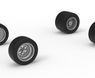 Wheel Set of Pavement Silver Crown Car V2 Scale 1:25