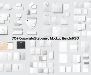 70+ Corporate Stationery Mockups Bundle PSD, Brand Identity, Business Card, Letterhead, Envelope