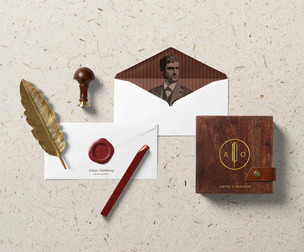 Vintage Luxury Stationery Mockup PSD - Elegant Craft & Wax Seal Branding Scene