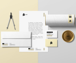 Architectural Stationery Mockup PSD Template - Minimalist Design & Drafting Scene