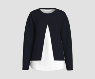 Girls Long Sleeve Ribbed Sweatshirt | Marvelous / Clo3d / obj / fbx