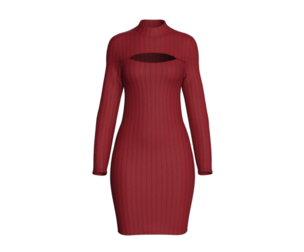 Girls Ribbed Cutout Midi Dress | Marvelous / Clo3d / obj / fbx