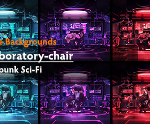 18 Cyberpunk Sci-Fi Backgrounds - "Laboratory-chair"